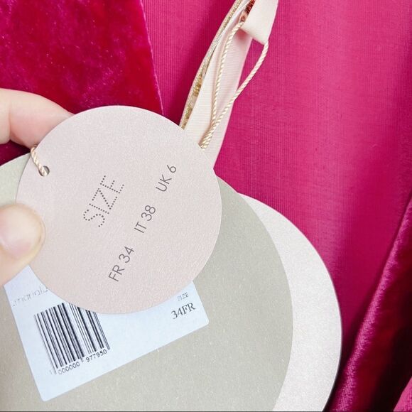 Maria Lucia Hohan Nola silk blend Dress Fuchsia Pink Velvet Size 34 - Picture 7 of 12